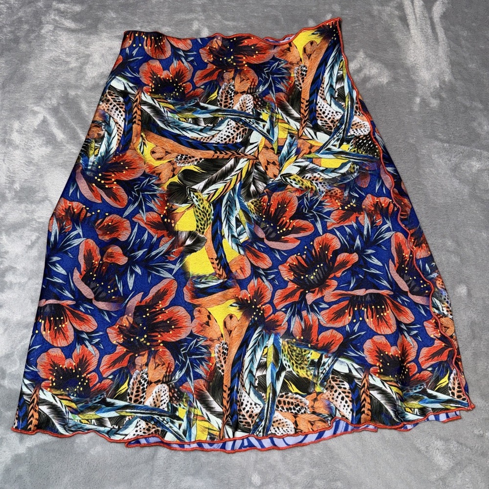 Haystacks Sz XS Colorful Chic Floral Boho Artwear Reversible A- Line Skirt USA